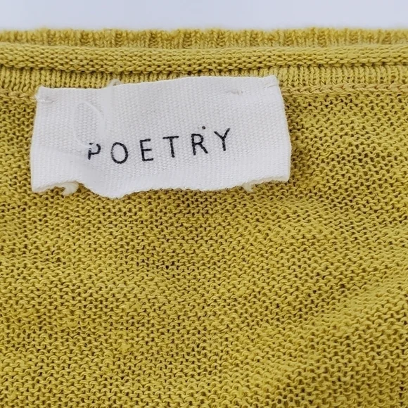 POETRY 100% LINEN MUSTARD YELLOW SWEATER LIGHTWEIGHT WOMEN SIZE 4 FALL HARVEST - Picture 9 of 12